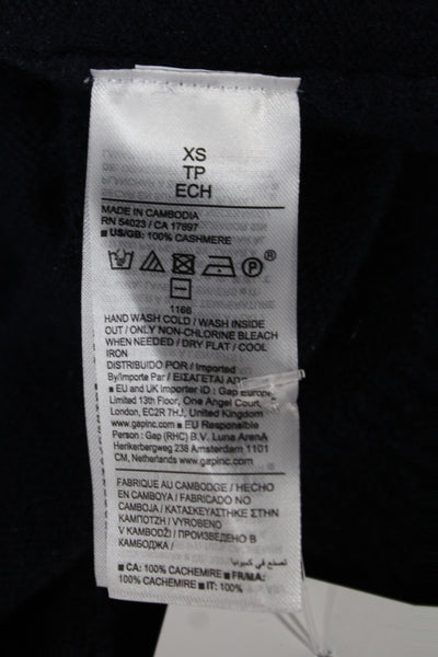 Banana Republic Unisex Dark Blue 100% Cashmere V Neck Pullover Sweater Size XS
