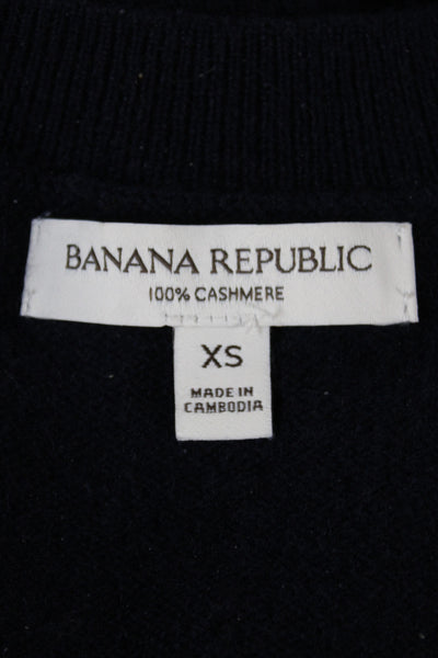Banana Republic Unisex Dark Blue 100% Cashmere V Neck Pullover Sweater Size XS