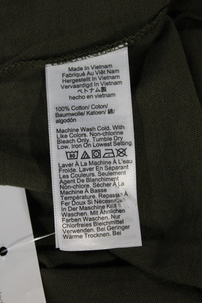 J Crew Womens Basic Solid Green Cotton Crew Neck Long Sleeve T-Shirt Size L