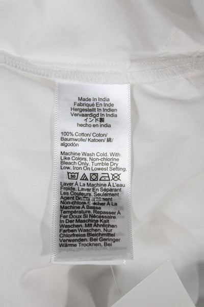 J Crew Women Short Sleeve Collared Button Up Blouse White Cotton Size 8
