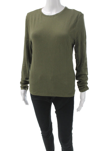 J Crew Womens Jersey T-Shirt Long Sleeve Crew Neck Cotton Green Size L