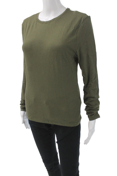 J Crew Womens Jersey T-Shirt Long Sleeve Crew Neck Cotton Green Size L