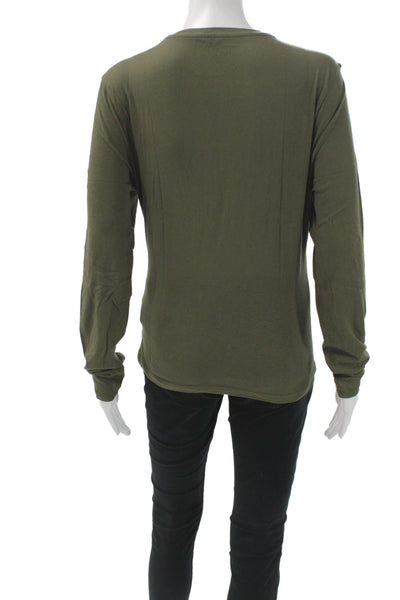 J Crew Womens Jersey T-Shirt Long Sleeve Crew Neck Cotton Green Size L