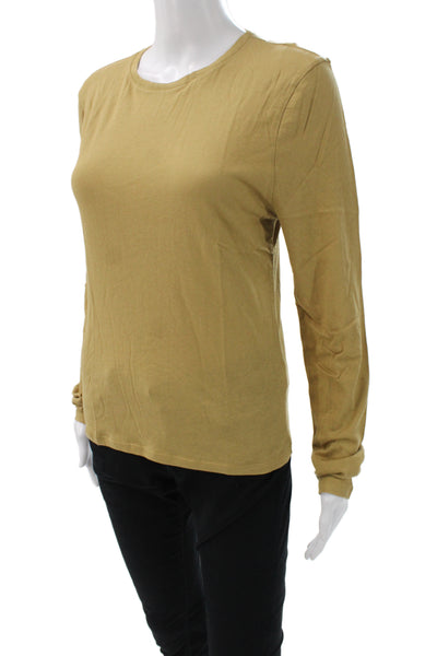 J Crew Womens Basic 100% Cotton Crew Neck Long Sleeve T Shirt Tan Size L