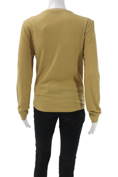 J Crew Womens Basic 100% Cotton Crew Neck Long Sleeve T Shirt Tan Size L