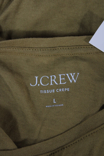 J Crew Womens Basic 100% Cotton Crew Neck Long Sleeve T Shirt Tan Size L