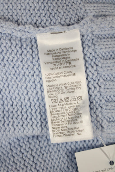 J Crew Women Pullover Sweater Light Blue Cotton Mock Neck Long Sleeve Size S