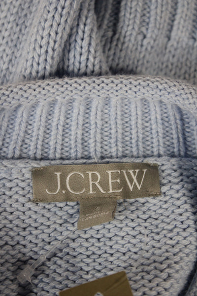J Crew Women Pullover Sweater Light Blue Cotton Mock Neck Long Sleeve Size S