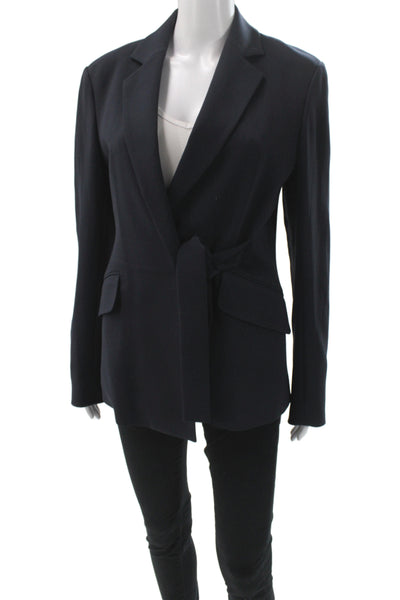 Theory Unisex Dark Blue V-Neck Long Sleeve Blazer Size 8