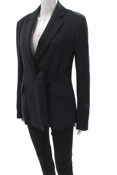 Theory Unisex Dark Blue V-Neck Long Sleeve Blazer Size 8