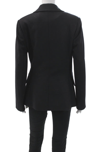 Theory Womens Black Virgin Wool Collared Tie Blazer Long Sleeve Size 8