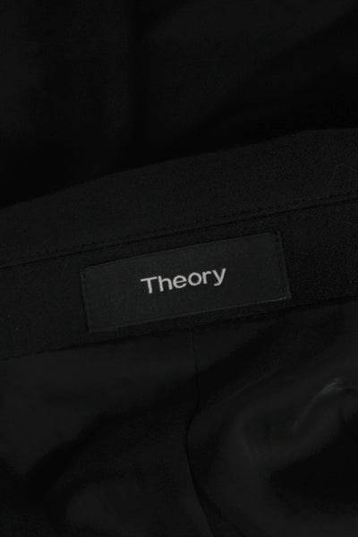 Theory Womens Black Virgin Wool Collared Tie Blazer Long Sleeve Size 8