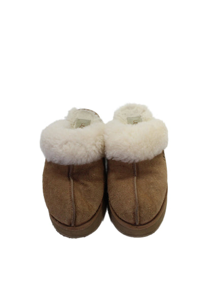 Ugg Womens Slip On Shearling Lined Platform Mules Brown Suede Size 7