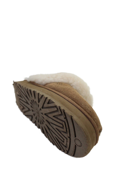 Ugg Womens Slip On Shearling Lined Platform Mules Brown Suede Size 7