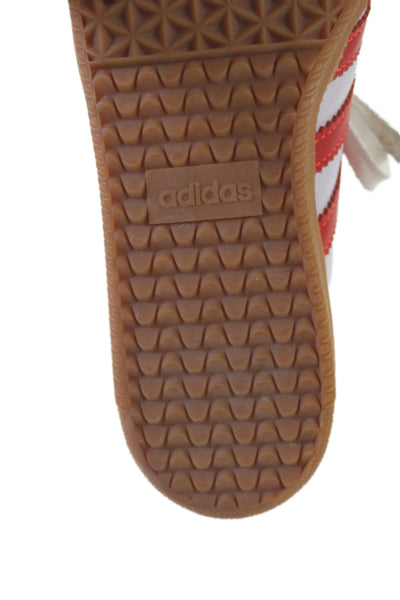 Adidas Womens Lace Up Suede Trim Samba Low Top Sneakers White Red Size 7