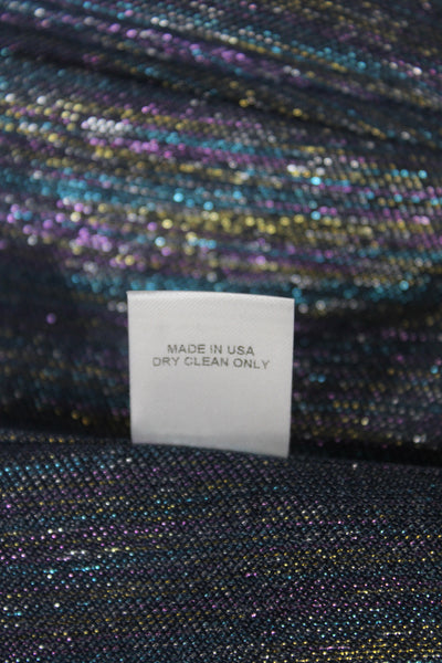 Michelle Mason Womens Cropped Silk Square Neck Sleeveless Top Blue 80s Size 2