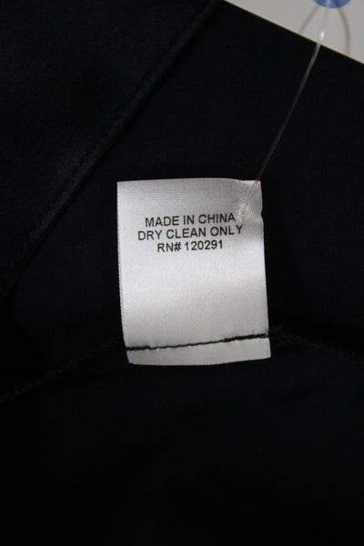 Michelle Mason Women Blouse Silk Mock Neck Long Sleeve Button Black Size 0