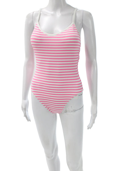 Shade & Shore Womens One Piece Pink Striped Swimsuit Size XS
