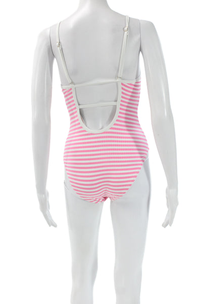 Shade & Shore Womens One Piece Pink Striped Swimsuit Size XS