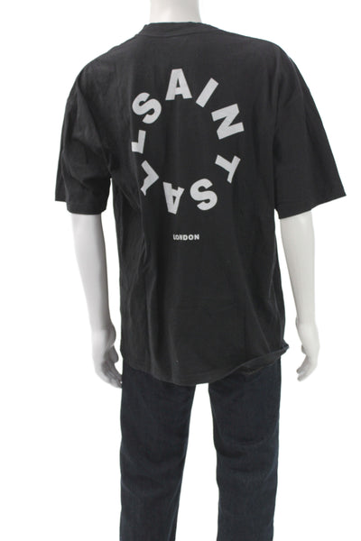 Allsaints Mens Graphic Cotton Crewneck Short Sleeve T-Shirt Black Size L