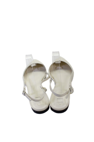 Everlane Womens Leather Pointed Toe Slingbacks Flats White Size 7.5
