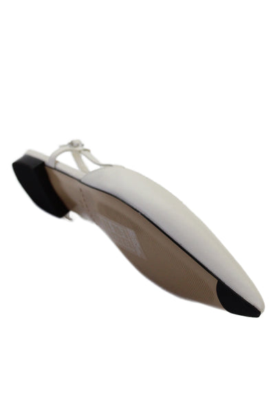 Everlane Womens Leather Pointed Toe Slingbacks Flats White Size 7.5