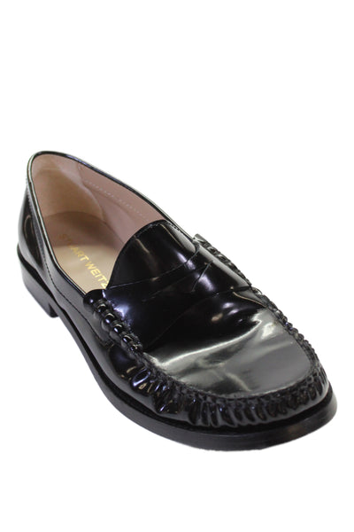 Stuart Weitzman Womens Patent Leather Slide On Loafers Black Size 7.5 B