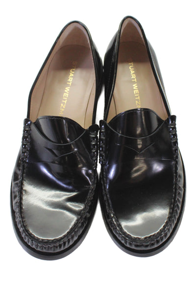 Stuart Weitzman Womens Patent Leather Slide On Loafers Black Size 7.5 B