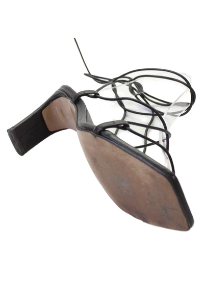 Alohas Womens Leather Strappy Sandal Heels Black Size 38 8