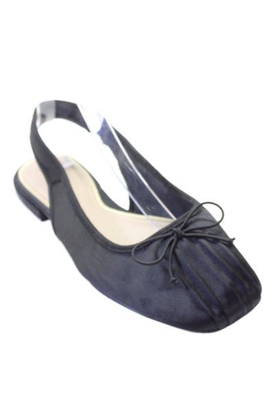 Zara Womens String Bow Slingbacks Ballet Flats Black Size 37 7