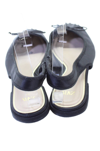Zara Womens String Bow Slingbacks Ballet Flats Black Size 37 7
