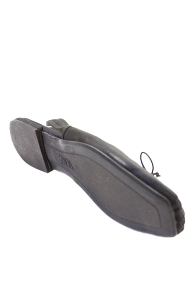 Zara Womens String Bow Slingbacks Ballet Flats Black Size 37 7