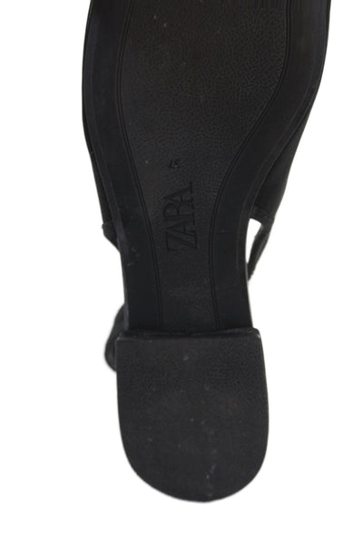 Zara Womens String Bow Slingbacks Ballet Flats Black Size 37 7