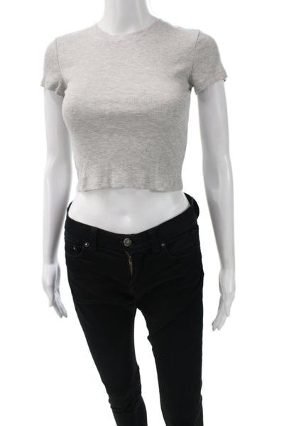 Wilfred Free Women Cropped Basic Gray Short Sleeve Crew Neck Cotton Tee Size XS