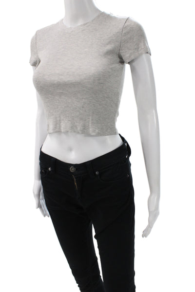 Wilfred Free Women Cropped Basic Gray Short Sleeve Crew Neck Cotton Tee Size XS
