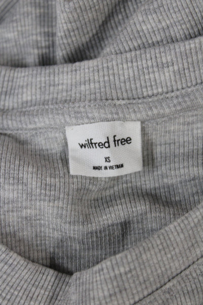 Wilfred Free Women Cropped Basic Gray Short Sleeve Crew Neck Cotton Tee Size XS