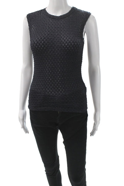 Frame Womens Black Basic Sleeveless Tank Cotton Polyester Crewneck Size S