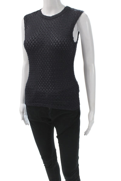 Frame Womens Black Basic Sleeveless Tank Cotton Polyester Crewneck Size S
