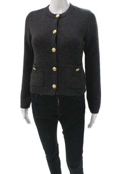 Zara Womens Cardigan Black Wool Cotton Button Long Sleeve Size S