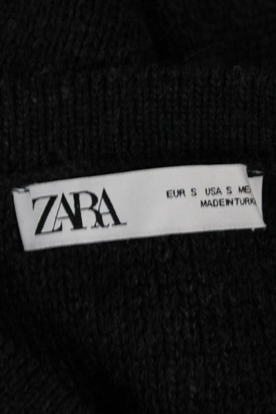 Zara Womens Cardigan Black Wool Cotton Button Long Sleeve Size S