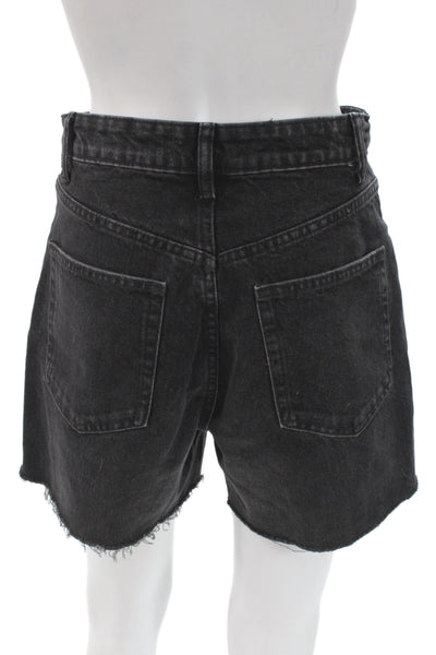 Zara Unisex Black Denim 90s Shorts Button Closure Size 4