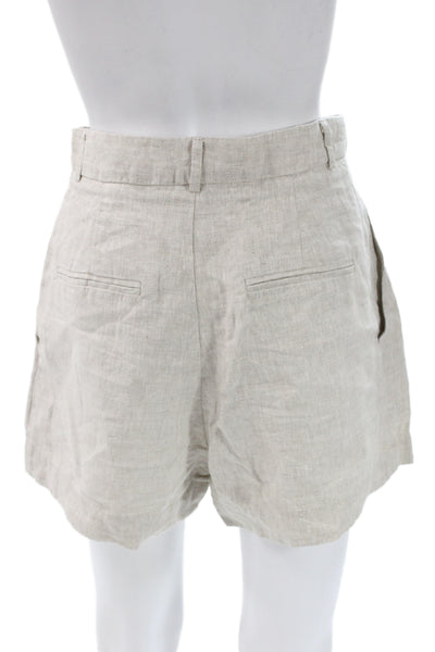 Reformation Unisex Chino Shorts Beige Linen Button Closure Size 4
