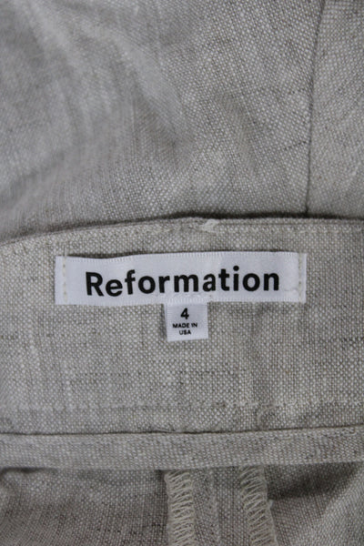 Reformation Unisex Chino Shorts Beige Linen Button Closure Size 4