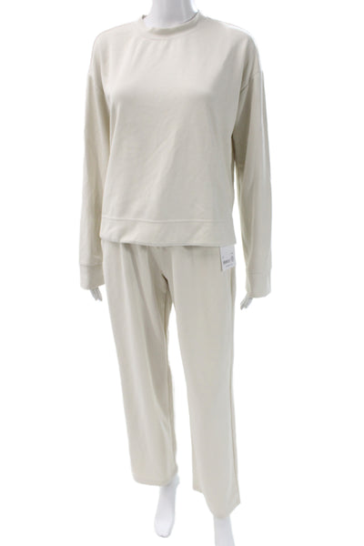 Athleta Womens Sea Soft Straight Leg Sweat Suit White Size Medium/Small