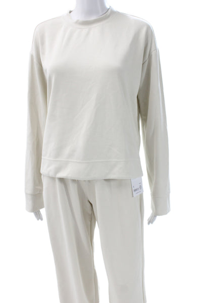 Athleta Womens Sea Soft Straight Leg Sweat Suit White Size Medium/Small
