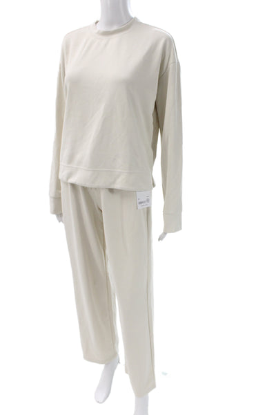 Athleta Womens Sea Soft Straight Leg Sweat Suit White Size Medium/Small