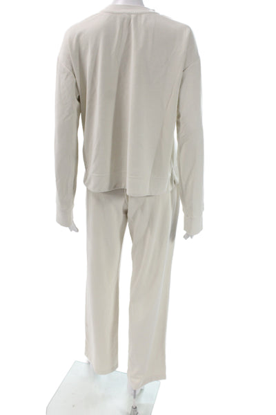 Athleta Womens Sea Soft Straight Leg Sweat Suit White Size Medium/Small