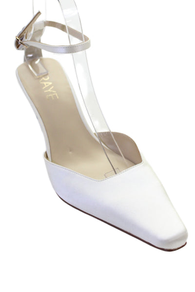 Raye Womens Satin Square Toe Ankle Strap Pumps White Size 7