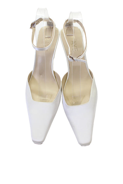 Raye Womens Satin Square Toe Ankle Strap Pumps White Size 7