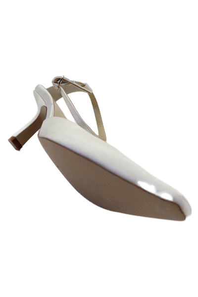 Raye Womens Satin Square Toe Ankle Strap Pumps White Size 7